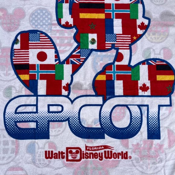 MICKEY MOUSE EPCOT INTERNATIONAL FLAGS WALT DISNEY WORLD Soft Beach Towel - Picture 4 of 7